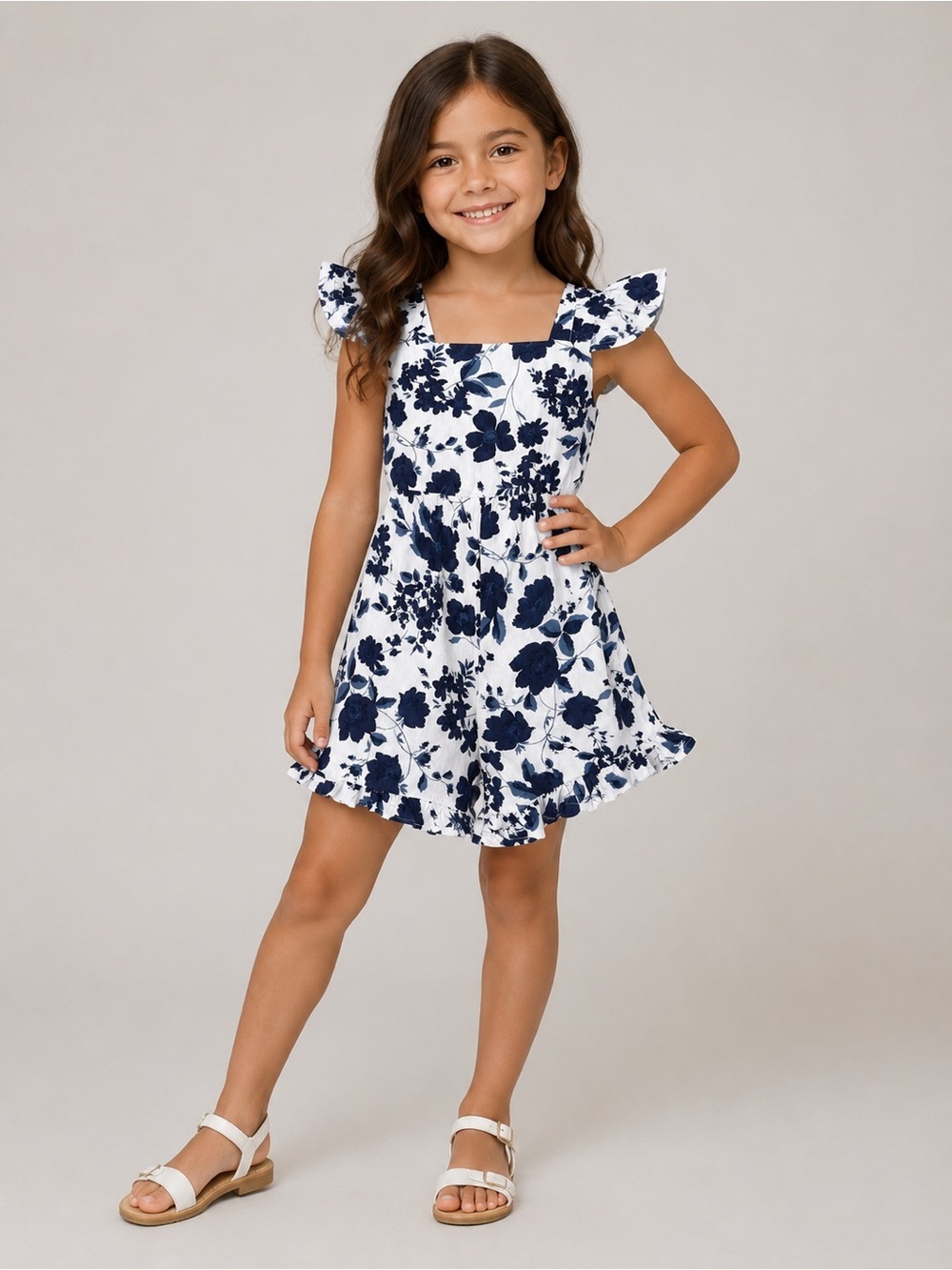 NWT Full Tilt Girls Navy Blue Floral Romper Shorts